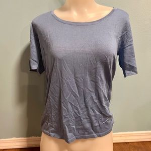 Blue woven short sleeve LilySilk top shirt unworn